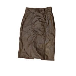 Vintage 80's La Vogue  Brown leather skirt Size 8